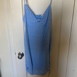 Blue flower tie mini dress